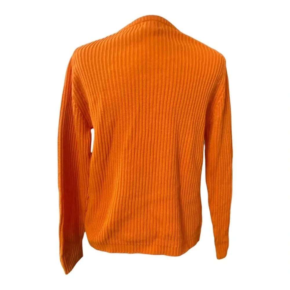 L.L. Bean Womens 100% Cotton Orange Vintage Fisherman Sweater Ribbed